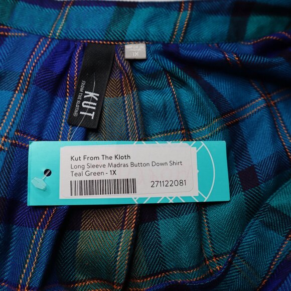 Kut From the Kloth Long Sleeve Plaid Shirt, 1X, NWT - Picture 3 of 5